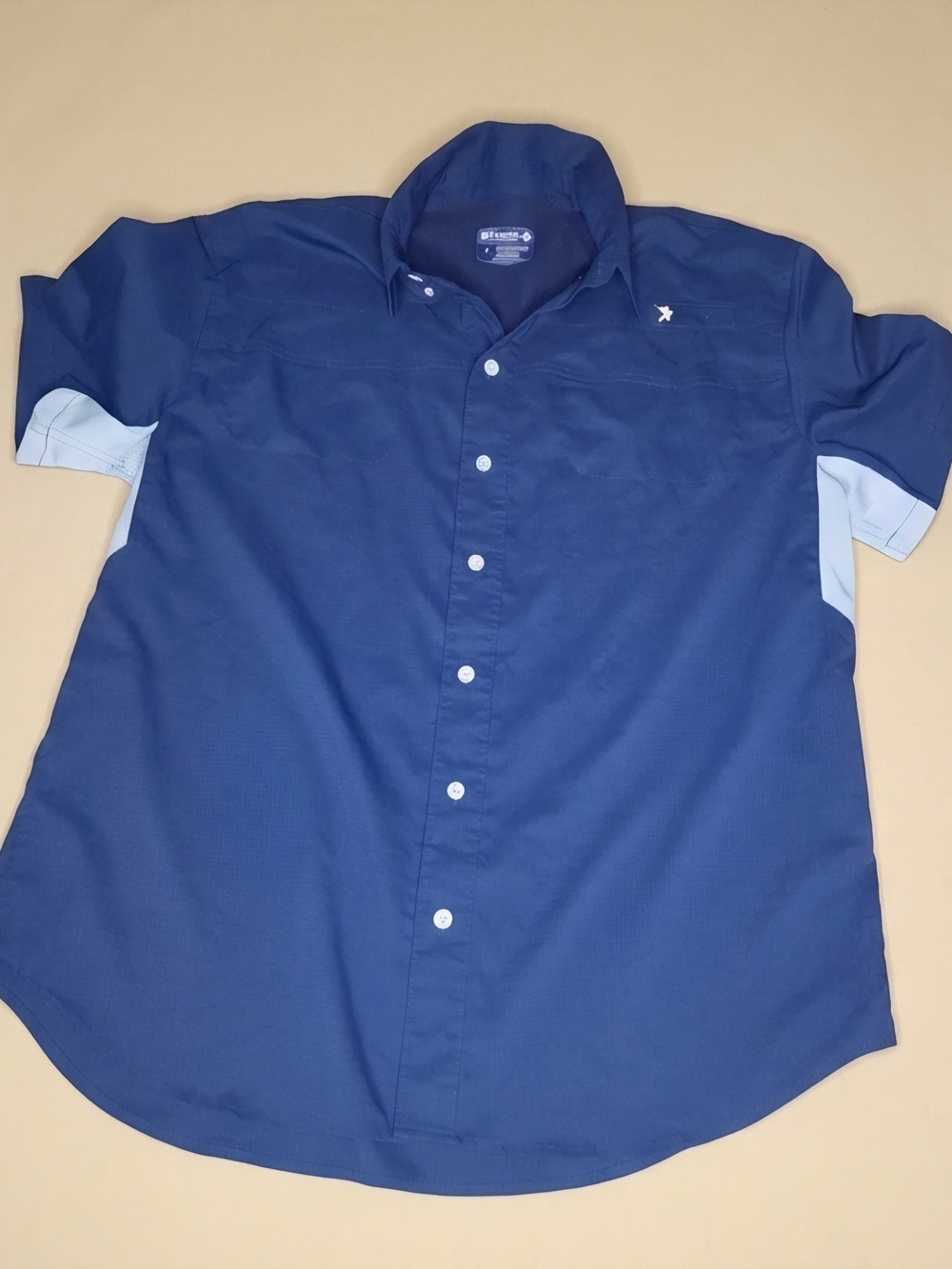 Reel LegReel Legends Navy Short-Sleeve Button-Down Shirt with Silver Accents